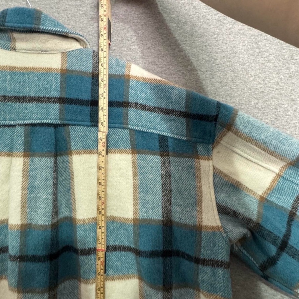 VTG Style 2X Blue Plaid Flannel Shacket Oversized Cottagecore Shirt Jacket - Picture 6 of 8